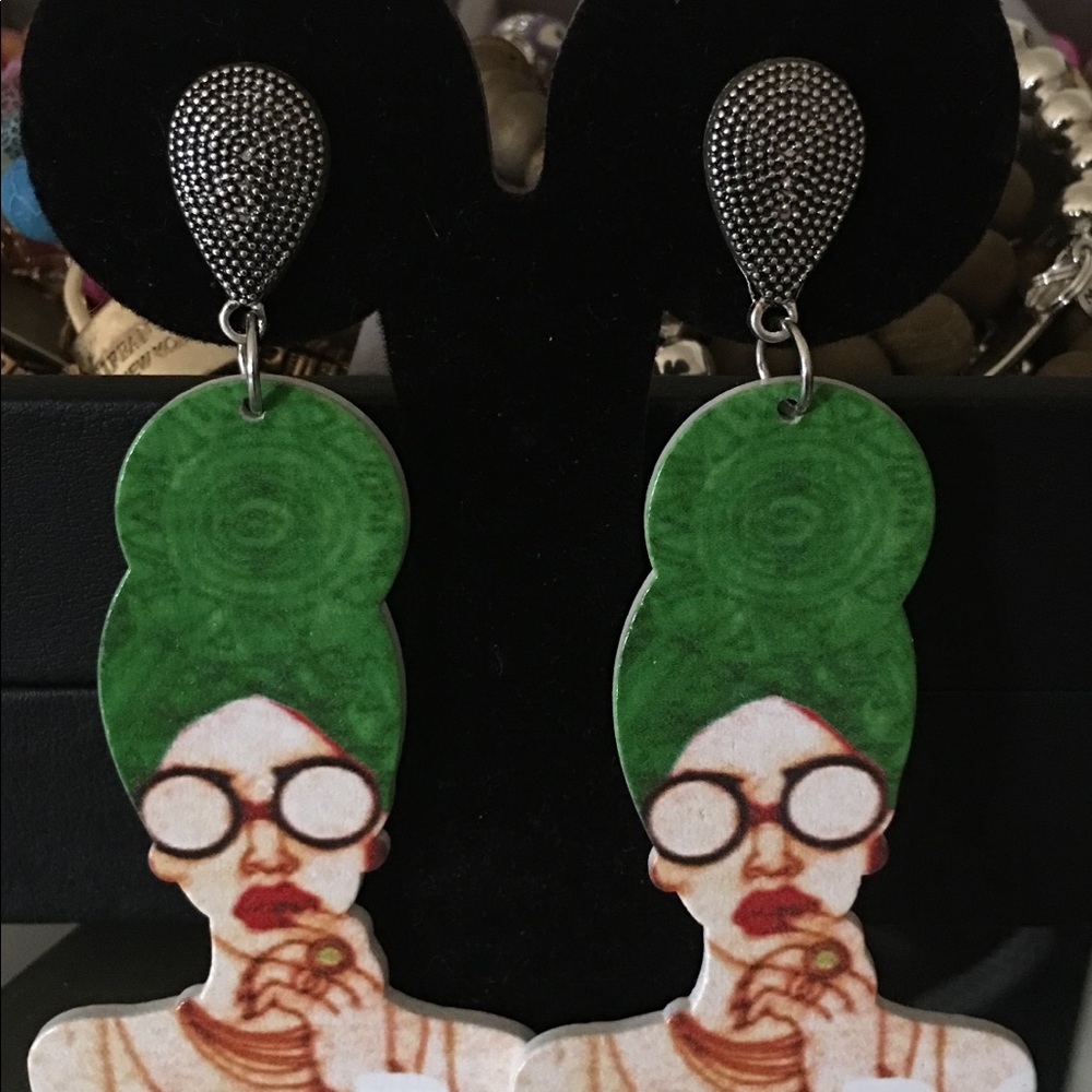 Abstract face earrings - Picture 2 of 6